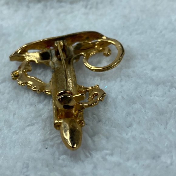 Candle Holder Holly Garland Christmas Pin Brooch Holiday Wear - Picture 8 of 10